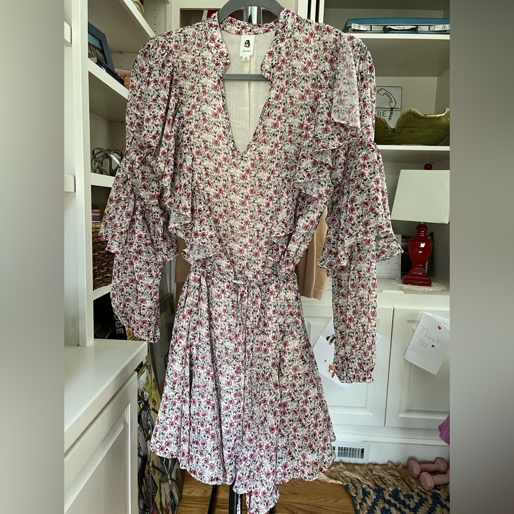 VICI White Floral Long Sleeve Dress, size S